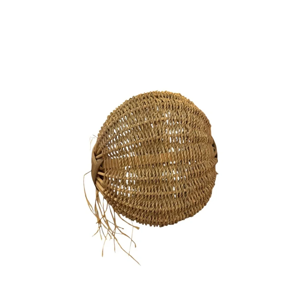 Vintage Handwoven Wicker Gathering Basket Rustic Cottage Farmhouse Decor Boho